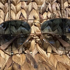 Ray-Ban Gold Frame Aviators with Dark Lenses